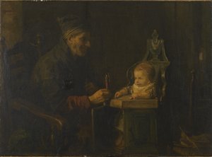 Gammel mann og baby av Jozef Israëls