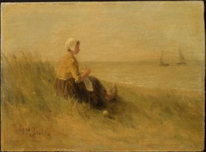 Kvinne på stranden av Jozef Israëls