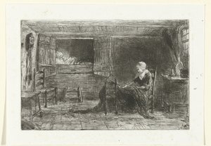 To figurer i et interiør av Jozef Israëls (possibly copy after)