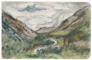 Dal med gjengrodde fjell av Jozef Israëls