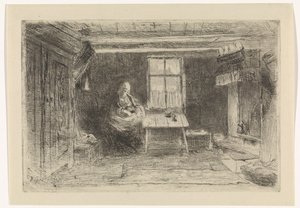 Interiør med mor og barn av Jozef Israëls