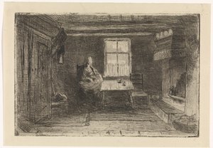 Interiør med mor og barn av Jozef Israëls
