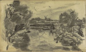 Landskap med vann og en mølle av Jozef Israëls