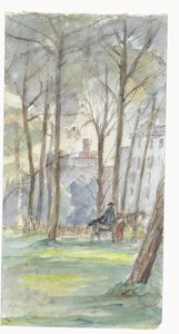 Park med figurer på hesteryggen av Jozef Israëls