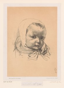 Portrett av en baby med hatt av Jozef Israëls