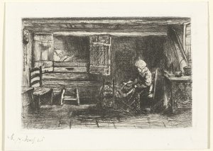 To figurer i et interiør av Jozef Israëls
