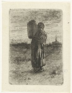 Kvinne med en kurv på ryggen av Jozef Israëls