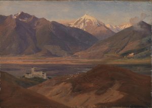 Fjelllandskap i Venosta med Castle Coira og Mountain Ortles
