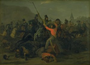 Oberst Boncke Bönnichsens fall 6. desember 1813 under en duell mellom jyske dragoner og kosakker av Jørgen V. Sonne
