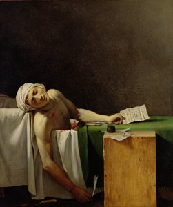 The Death of Marat, etter originalen av Jacques-Louis David (1748-1825) (olje på lerret)