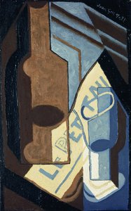 Flaske og glass; Flaske og glass, 1921 av Juan Gris