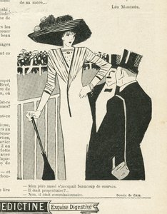 Illustrasjon av J Gris (1887-1927) i Le Lire, 02.10.09 - Mote, hatt, de rikes liv, hippisme - kvinner av Juan Gris