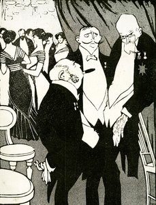 Russisk utsending debatterer det forsvarende Tyrkia med andre ledere under en konferanse, 1908. av Juan Gris