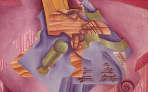 Stilleben med fiolin og glass av Juan Gris (1887-1927), olje på lerret, 46x73 cm av Juan Gris