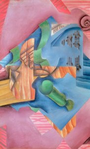 Fiolin og glass (stilleben) av Juan Gris