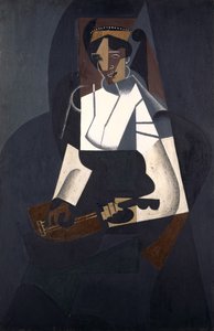 Kvinne med mandolin, etter Corot, 1916 (olje på kryssfiner)