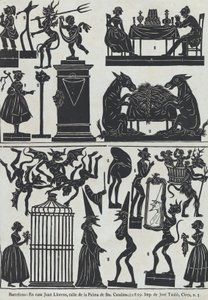 Ark 11 med figurer for kinesiske skyggedukker, 1859.