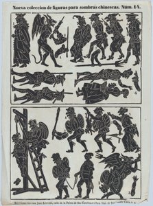 Ark 14 med figurer for kinesiske skyggedukker, 1859.