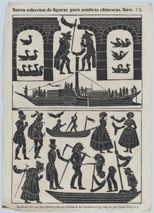 Ark 15 med figurer for kinesiske skyggedukker, 1859.