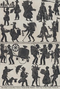 Ark 3 med figurer for kinesiske skyggedukker, 1859.