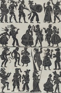 Ark 7 med figurer for kinesiske skyggedukker, 1859.
