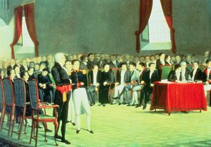 Signering av uavhengighetsloven 5. juli 1811 (olje på lerret) av Juan Lovera