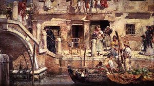 På en venetiansk kanal (olje på panel) av Juan Pablo Salinas Tervel