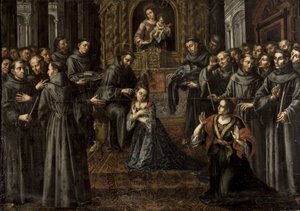 Saint Clare of Assisi (1194-1253) - Barokk: The profession of Saint Clare av Ruiz Soriano, Juan (1701-1763) av Juan Ruiz Soriano