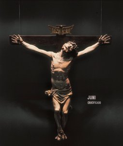 Korsfestelse. Skulptur av Juan de Juni (1507-1577). Skulptur på tre. av Juan de Juni