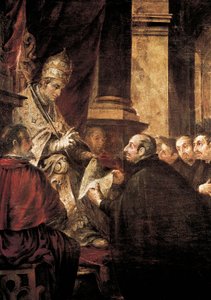 Den hellige Ignatius av Loyola mottar oksen av jesuittordenen fra pave Paul III, maleri av Juan de Valdes Leal