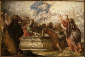 Jomfruens antagelse. Maleri av Juan de Valdes Leal (1622-1690), olje på lerret, ca 1680. Museum of Fine Arts i Sevilla, Spania.