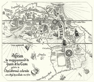 Afrika, fra Juan de la Cosas verdenskart fra 1500 (gravering) av Juan de la (after) Cosa