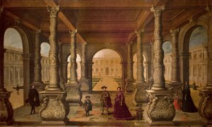 Philip IV and his Queen in a Colonnade, ca. 1630 (olje på lerret) av Juan de la Corte