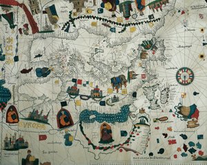 Europa, fra en kopi fra 1800-tallet av den nautiske planisfæren av Juan de la Cosa