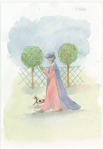 En middelalderdame i en hage, 2004. av Judith Dobie
