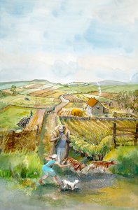 Landlig landskap, 3. århundre, c1990-2010 av Judith Dobie
