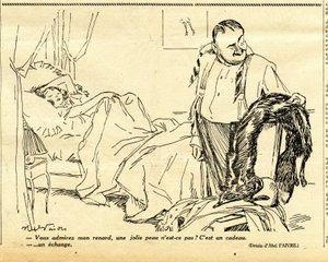 Oppriktig, satirisk i N & B av Jules Abel Faivre