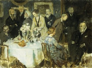 Figurer i et interiør (olje på lerret) av Jules Alexandre Gruen or Grun