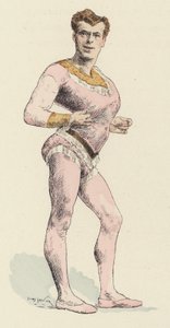 Sirkus sterk mann, med uttalt bryst (farge litho)