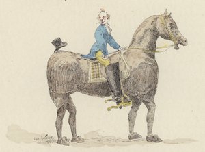 Klovn på kostymehest (farge litho)
