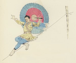 Høytrådskunstner (fargelitho) av Jules Arsene (after) Garnier