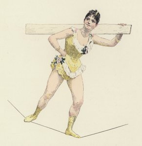 High-wire artiste (farge litho) av Jules Arsene (after) Garnier