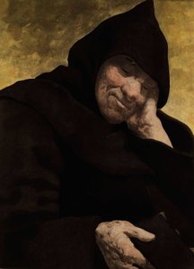 Broder Jean, munk fra klosteret i Seuille, sovende. Gargantua. Illustrasjon av Jules Garnier. I «Rabelais og Jules Garniers verk»