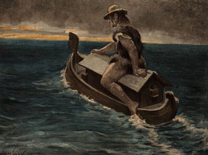 Hurtaly rir på Noahs ark. Pantagruel. Illustrasjon av Jules Garnier. I «Rabelais og Jules Garniers verk»