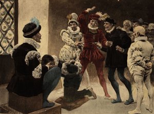 Menn som spiller chapifou (telt). Gargantua. Illustrasjon av Jules Garnier. I «Rabelais og Jules Garniers verk»
