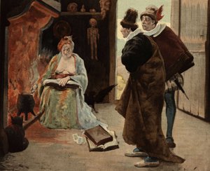 Panurge og Epistemon ved den gamle Sibylle av Panzoust. Pantagruel. Illustrasjon av Jules Garnier. I «Rabelais og Jules Garniers verk»