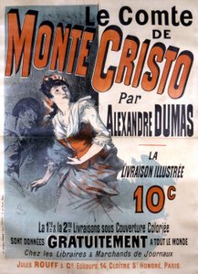 Reklameplakat for salg av romanen "Le Comte de Monte-Cristo" av Alexandre Dumas, redigert av Jules Rouff, illustrert av Jules Cheret av Jules Cheret