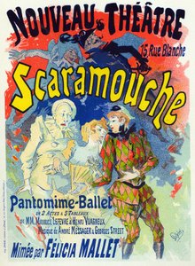 Kunst. Underholdning. Scaramouche, ballett av Felicia Mallet. Plakat av Jules Cheret, Frankrike, ca. 1895 (plakat) av Jules Cheret