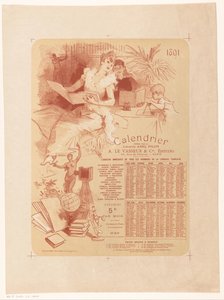 Kalender for bokhandel Abel Pilon og forlegger A. Le Vasseur & Cie for året 1891 av Jules Cheret