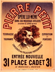 Plakat som reklamerer for Pierre Petits nye studioer av Jules Cheret